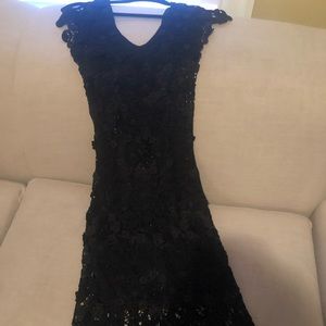 Nordstrom black beaded lace midi dress